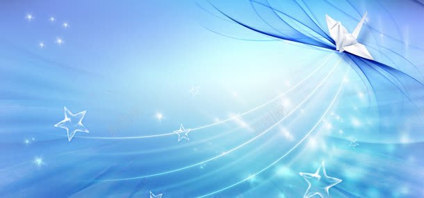 梦幻蓝色背景jpg设计背景_新图网 https://ixintu.com 光线 千纸鹤 星星 闪光星星
