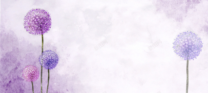 韩国背景背景bannerpsd设计背景_新图网 https://ixintu.com 卡通 手绘 海报banner 童趣 紫色 蒲公英 韩国背景免费下载