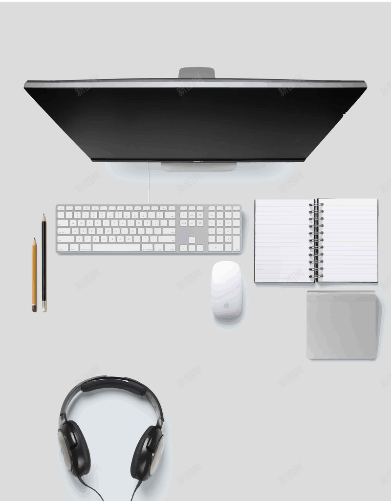 商务简约办公用品矢量图ai设计背景_新图网 https://ixintu.com 会议 办公 商务 大气 灰色 用品 科技 简约 矢量图
