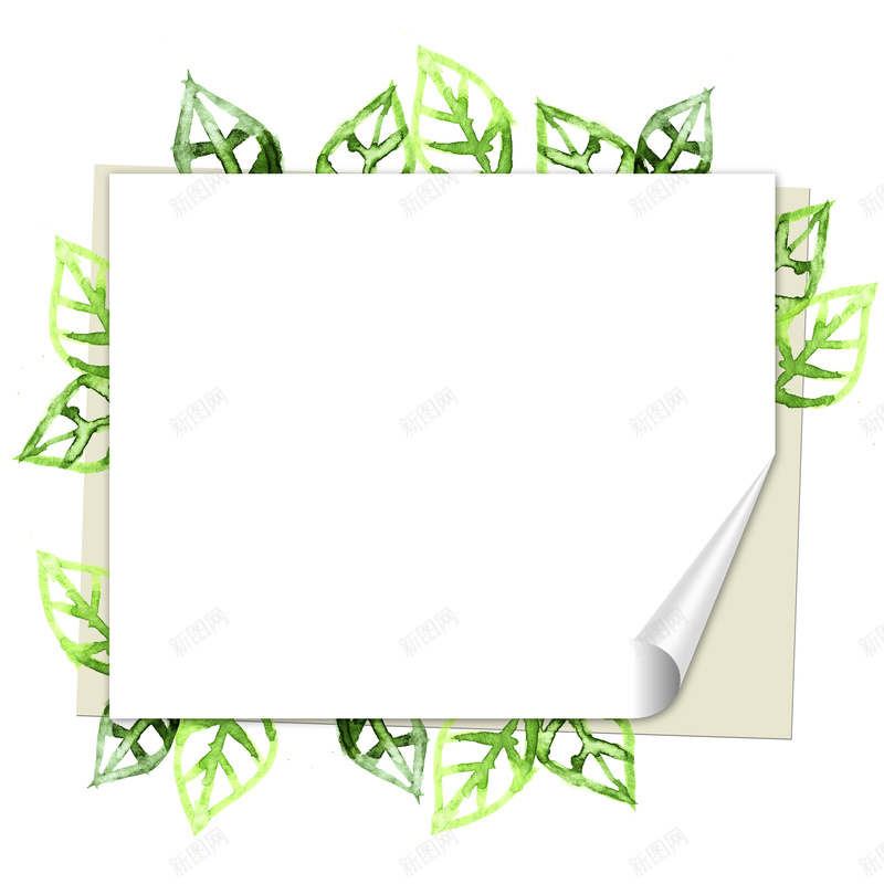 树叶卷页纸张边框psd设计背景_新图网 https://ixintu.com 中国风 卷起的书页 卷页 树叶 清新 纸张 边框