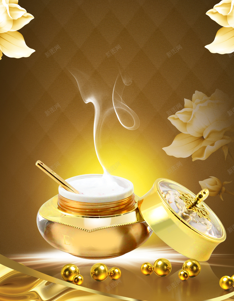 金色纹理唯美化妆品广告海报背景psd设计背景_新图网 https://ixintu.com 兴奋 化妆品广告 化妆品彩页 广告设计 整套化妆品 海报背景 粉底液 绚丽唯美 金色纹理背景 面膜