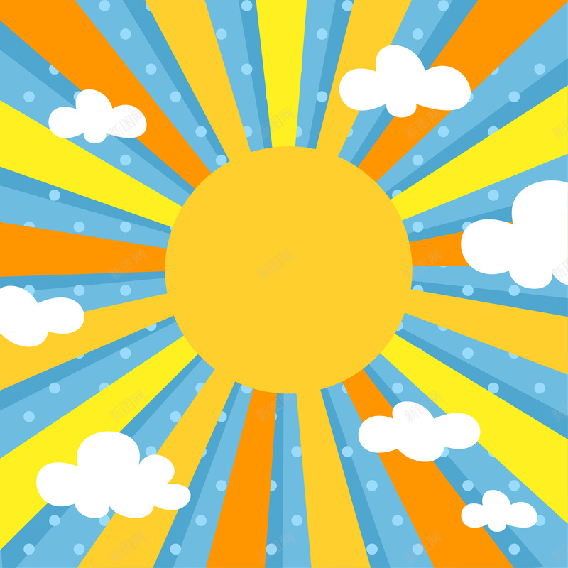 手绘太阳光芒蓝天白云矢量图ai设计背景_新图网 https://ixintu.com 光芒 卡通 太阳 手绘 白云 童趣 蓝天 矢量图