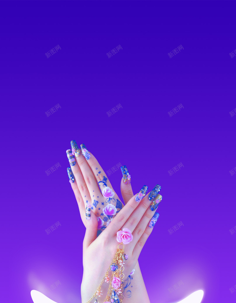 紫色美甲美妆渐变H5背景psd设计背景_新图网 https://ixintu.com H5 H5背景 h5 双手 指甲 梦幻 浪漫 渐变 紫色 美甲 蝴蝶