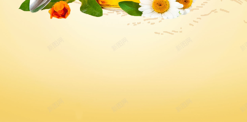 蜂蜜H5背景psd设计背景_新图网 https://ixintu.com 商务 汤匙 淡黄色 科幻 科技 蜂巢 蜂蜜 蜜蜂