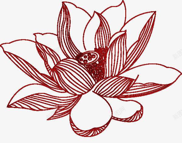 手绘线条莲花png免抠素材_新图网 https://ixintu.com 手绘 线条 莲花
