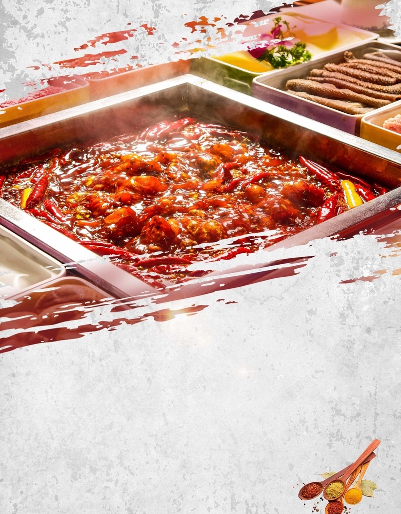 麻辣火锅白色中华中式美食背景psd设计背景_新图网 https://ixintu.com psd分层 中华美食 中式 串串 四川 广告设计 海报 源文件 火锅 辣椒 重庆火锅 食物 餐饮 鸳鸯锅 麻辣