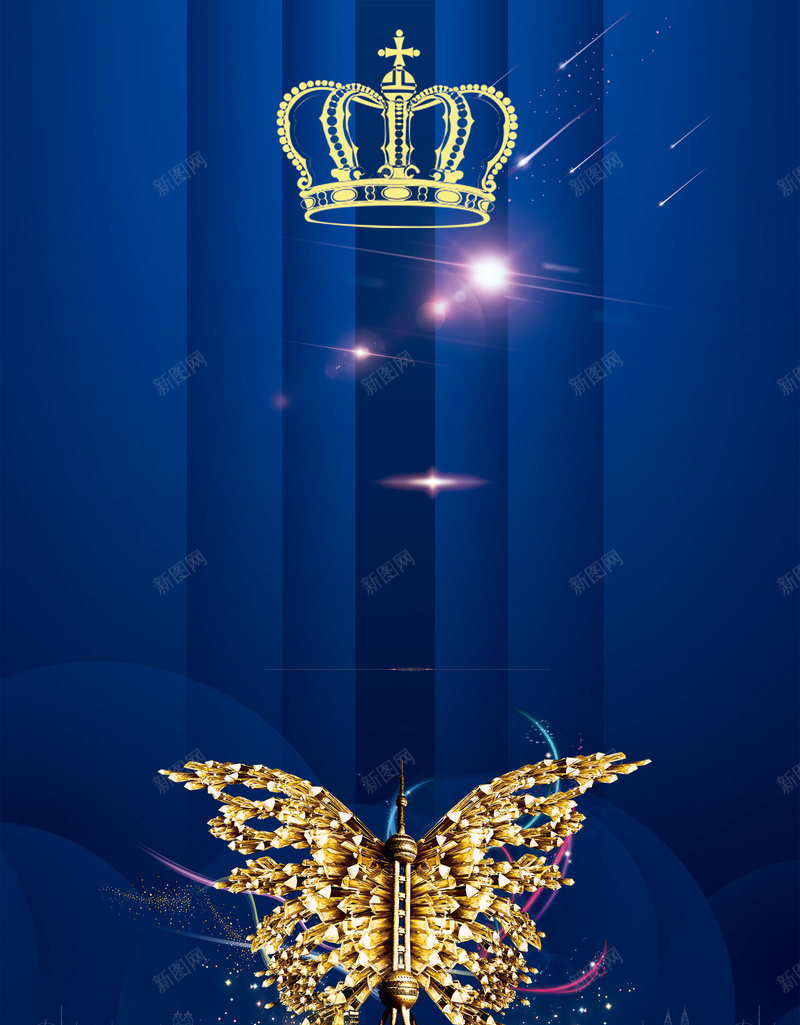 金色蝴蝶创意地产海报背景psd设计背景_新图网 https://ixintu.com 创意海报 地产 房地产 星光 灿烂 经典广告 背景板 蓝色 蝴蝶 金色 高档地产