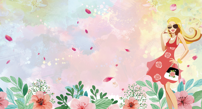 手绘插画矢量花卉38女神节海报背景psd设计背景_新图网 https://ixintu.com 38妇女节 三八 促销 喷画 女性 女神节 妇女节 妇女节快乐 打折 活动 浪漫 海报 约惠妇女节
