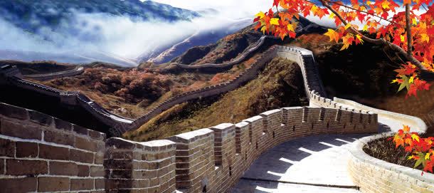 枫叶背景jpg设计背景_新图网 https://ixintu.com 万里长城 大气 户外 游玩 秋 蓝天白云 金秋 长城