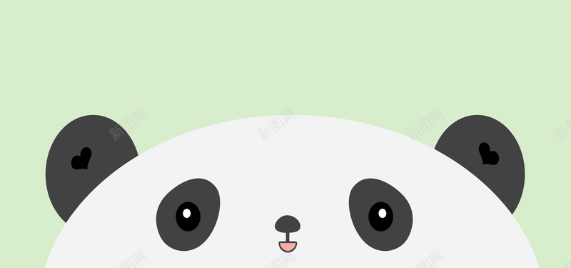 可爱卡通熊猫脸绿色banner展板背景