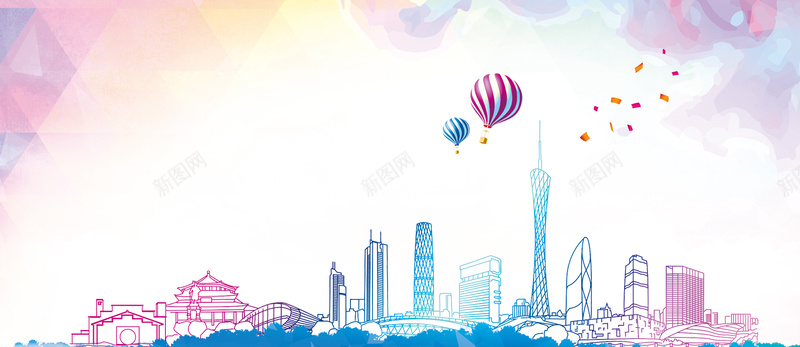 广州城市旅游清新几何渐变海报背景psd设计背景_新图网 https://ixintu.com 几何 城市 小蛮腰 广州 广州旅游景点 旅游 旅游文化 海报背景 清新 渐变