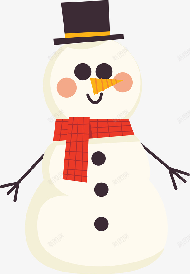 戴帽子围巾的可爱雪人矢量图ai免抠素材_新图网 https://ixintu.com 冬季 卡通 围巾 矢量图案 装饰图案 西帽 雪人 矢量图