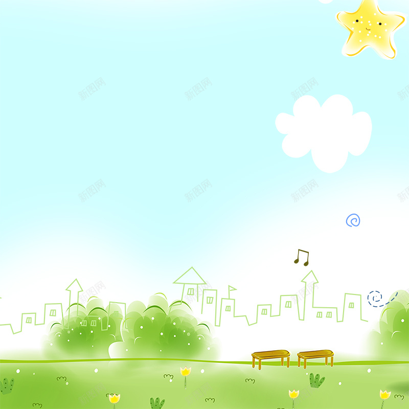 手绘清新背景psd设计背景_新图网 https://ixintu.com 主图 卡通 卡通背景 手绘 手绘春季背景 手绘背景 清新背景 童趣