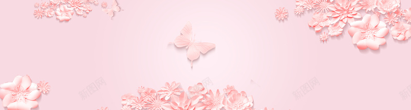 粉色立体剪纸背景psd设计背景_新图网 https://ixintu.com 温馨 烂漫 立体剪花 粉色 蝴蝶
