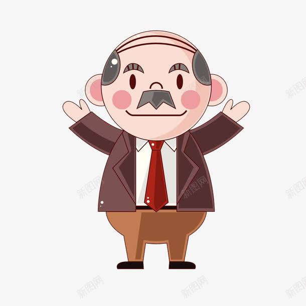 一个西装革履的中年男人png免抠素材_新图网 https://ixintu.com 中年男人 卡通手绘 留胡子的人 秃顶 西装革履 领带