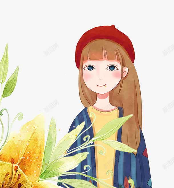 小清新风格女孩png免抠素材_新图网 https://ixintu.com 卡通 女孩 小清新风格女孩 手绘 秋 秋天背景装饰图 美女