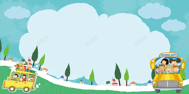 蓝色矢量卡通幼儿园宣传背景