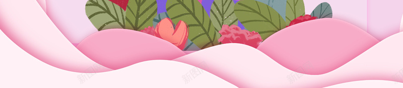 粉色感恩背景元素图psd设计背景_新图网 https://ixintu.com 字体元素 感恩 手绘元素 植物装饰 母女 热气球
