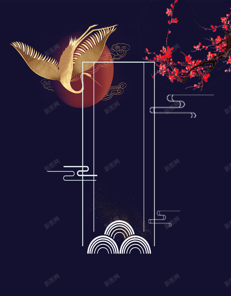 典雅豪华中式房地产海报背景psd设计背景_新图网 https://ixintu.com 300PI PSD 中式素材 典雅 广告设计 建筑 房地产 楼体 海报 版式 豪华 金色素材 高层住