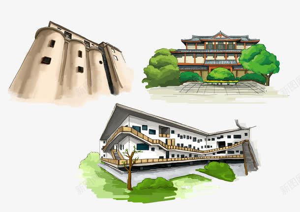 特色创意彩绘旅游杭州地标图png免抠素材_新图网 https://ixintu.com 地标 手绘风景图 旅游 杭州地标 杭州风景 特色建筑 西湖