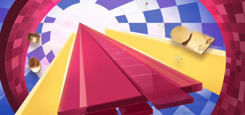 时尚炫彩立体空间818海报bannerpsd设计背景_新图网 https://ixintu.com c4d 冷暖色调 创意几何 微空间 撞色 理想生活狂欢节 立体空间 红色 蓝色 黄色