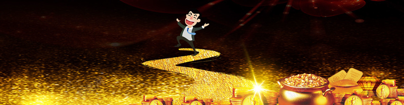 金融理财金色黑色bannerpsd设计背景_新图网 https://ixintu.com 商务 大气 成功之路 理财 金币 金粉 金色 金融 钱袋 黑色