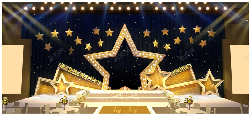 金色星星婚礼舞台背景psd设计背景_新图网 https://ixintu.com 个性 光芒 婚礼 开心 星星 梦幻 浪漫 金色 黑色