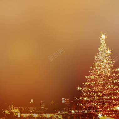 金色圣诞树节日背景背景