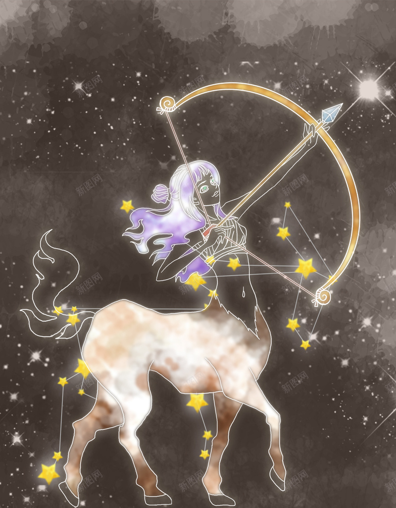 射手座科幻H5背景psd设计背景_新图网 https://ixintu.com 十二星座 发光 射手座 射箭 底纹 手链背景 科幻 饰品背景 黄色