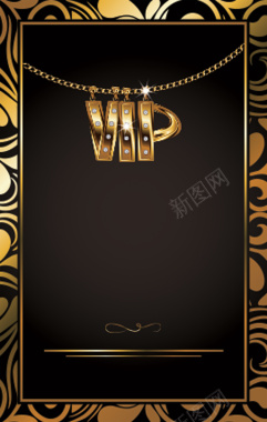 欧式花纹边框金色VIP卡片模板矢量图背景