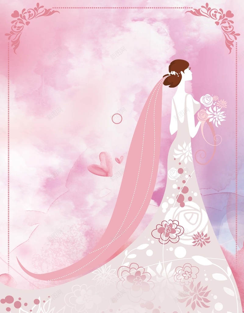 小清新水墨画手绘水彩爱情婚礼婚庆展板背景psd高清背景_新图网 https://ixintu.com 婚庆 婚礼 小清新 展板 手绘 水墨画 水彩 浪漫 海报 爱情 粉色 背景模板