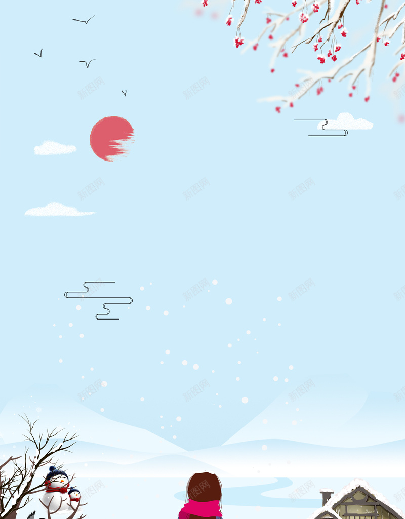 冬季女孩赏雪小清新文艺蓝色bannerpsd设计背景_新图网 https://ixintu.com 冬天 冬季 冬季暖歌 冬日暖歌 冬至 大寒 大雪 寒冬 小寒 小雪 暖冬 节气 设计 雪 雪景 雪花