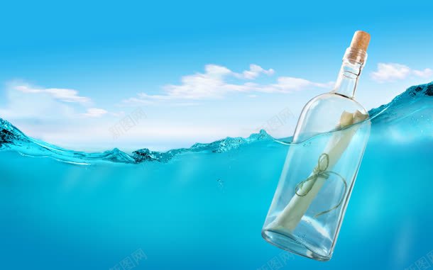 蓝天白云漂流瓶制作jpg设计背景_新图网 https://ixintu.com 制作 漂泊 漂流 白云 蓝天