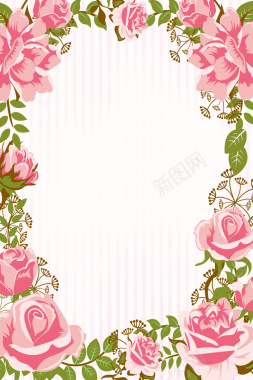 水彩手绘玫瑰花框背景背景