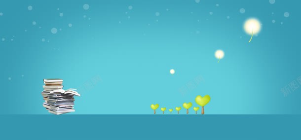 蓝色卡通背景jpg设计背景_新图网 https://ixintu.com 书本 儿童背景 卡通树 蓝色梦幻背景 蓝色背景