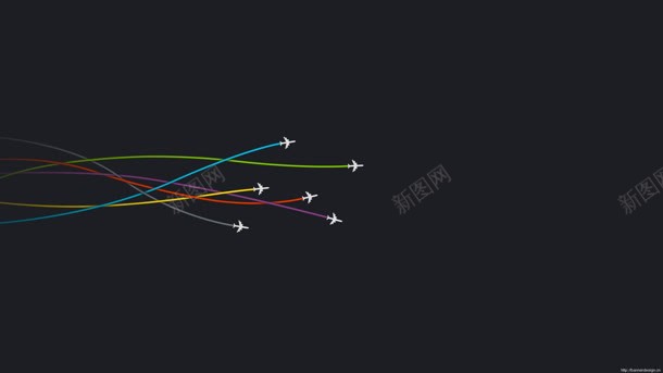 黑底彩色飞机线条海报背景jpg设计背景_新图网 https://ixintu.com 彩色 海报 线条 背景 飞机
