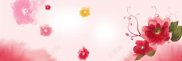 唯美粉红色花朵海报jpg设计背景_新图网 https://ixintu.com 创意 唯美花朵 女装海报 海报 淘宝banner 淘宝海报 淘宝海报素材下载 简约 粉红背景