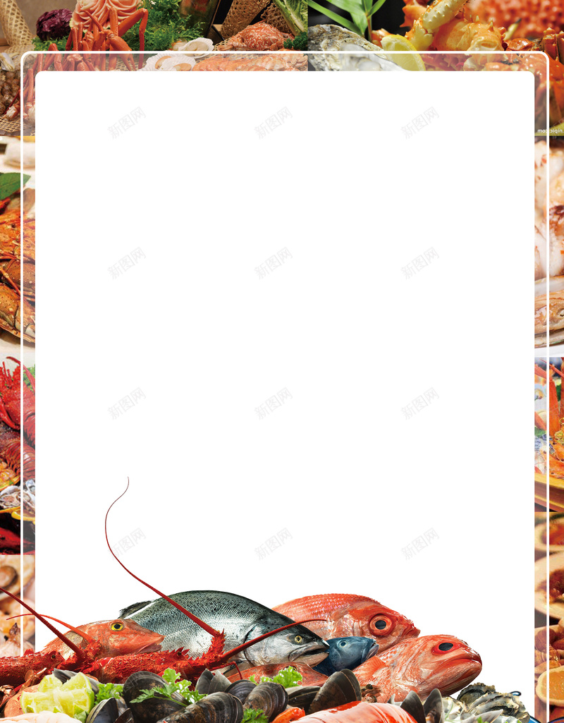 简约海鲜美食促销海报jpg设计背景_新图网 https://ixintu.com 新鲜 海产品 海洋 海洋生物边框 海鲜广告 海鲜美食 海鲜野味 美味 美食 边框