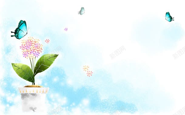 天空花朵盆栽蝴蝶背景jpg设计背景_新图网 https://ixintu.com 天空 盆栽 背景 花朵 蝴蝶