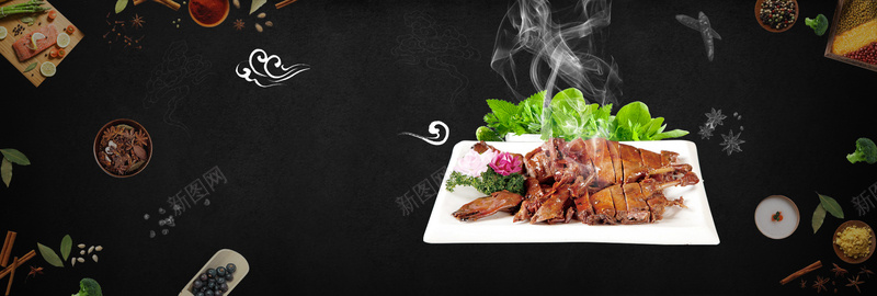 黑色食品熟食酱板鸭淘宝bannerpsd设计背景_新图网 https://ixintu.com banner 淘宝 熟食 电商 美食 酱板鸭 食品 黑色