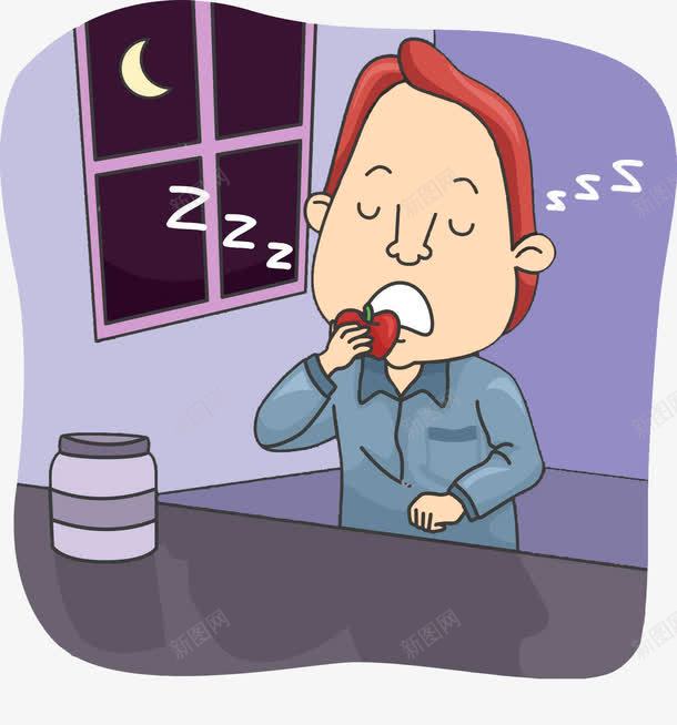 吃苹果的人png免抠素材_新图网 https://ixintu.com 人 吃苹果 月亮 睡觉