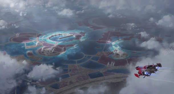 白云环境渲染红色宇宙飞船jpg设计背景_新图网 https://ixintu.com 宇宙船 宇宙飞船 宇宙飞船照片 渲染 环境 白云 红色