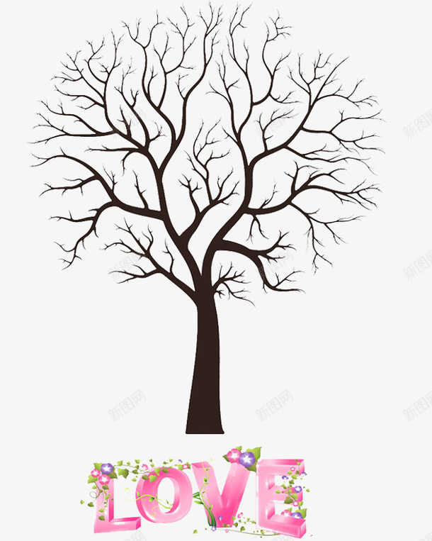 树木png免抠素材_新图网 https://ixintu.com 心爱树 指纹树 指纹树效果 树枝 黑色