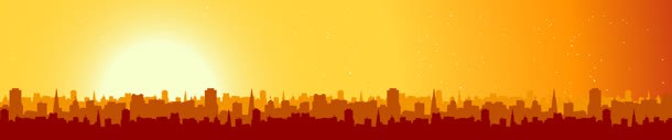 橙色城市剪影banner背景jpg设计背景_新图网 https://ixintu.com 建筑物 橙色