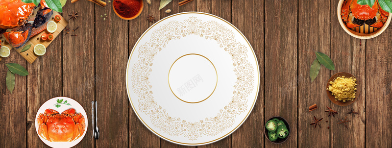美食大闸蟹几何木纹bannerpsd设计背景_新图网 https://ixintu.com 促销 几何 团购 大闸蟹 月亮 木纹 活动 盘子 礼券 礼盒 螃蟹 蟹礼 香辣蟹