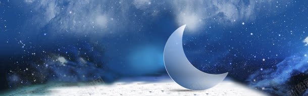 星空背景bannerjpg设计背景_新图网 https://ixintu.com 星空雪花飘零月亮蓝色