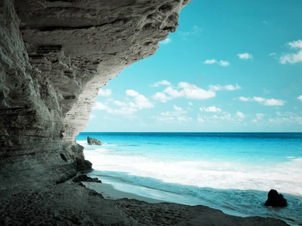 蓝天白云大海山洞jpg设计背景_新图网 https://ixintu.com 大海 山洞 白云 蓝天