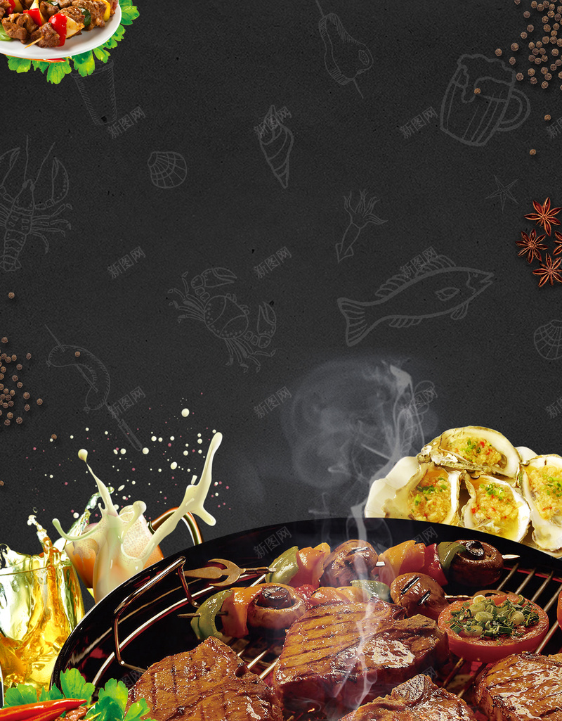 烧烤餐饮海报由新图网用户分享上传,推荐搜索啤酒杯,夏日,烤串,烤肉