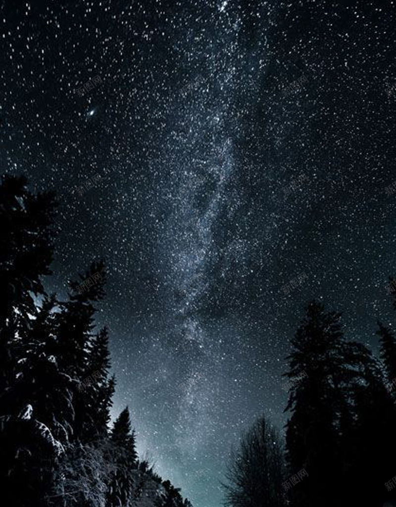 黑夜星空风景H5背景jpg设计背景_新图网 https://ixintu.com H5背景 公路 星星 星空 星空背景 星空黑夜 树木 森林 白云 素材 黑夜
