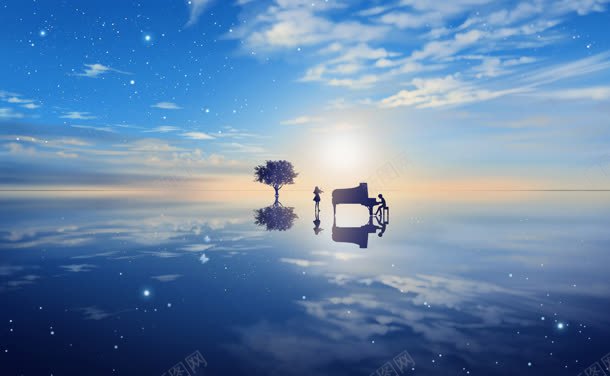 蓝天白云梦幻湖面jpg设计背景_新图网 https://ixintu.com 梦幻 湖面 白云 蓝天